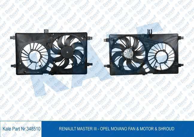 KALE 348510 Fan Motoru Davlumbazli Renault Master Iii / Movano Tek Motorlu